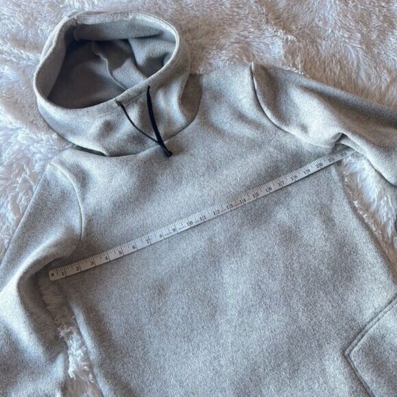 Fleece-Lined Zip-Pocket Everlast Funnel Neck Grey Hoodie Thick - Picture 4 of 12